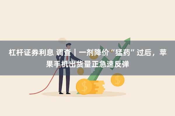 杠杆证券利息 调查｜一剂降价“猛药”过后，苹果手机出货量正急速反弹