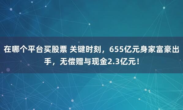 在哪个平台买股票 关键时刻，655亿元身家富豪出手，无偿赠与现金2.3亿元！