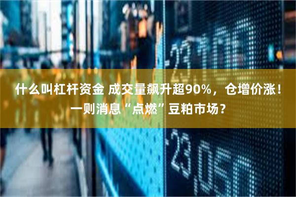 什么叫杠杆资金 成交量飙升超90%，仓增价涨！一则消息“点燃”豆粕市场？